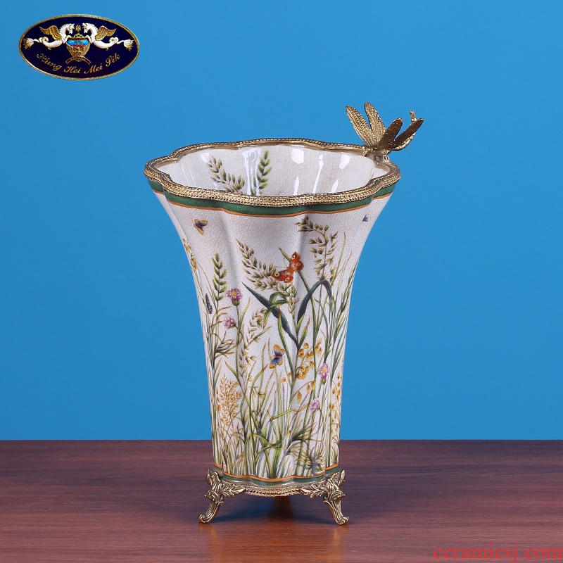 American creative ceramic vase sitting room light key-2 luxury furnishing articles European household table dry flower arranging flowers adornment ornament
