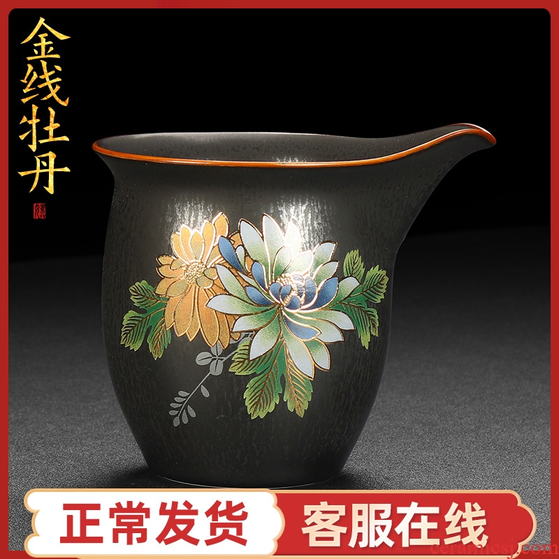 Artisan fairy gold peony fair keller ceramic household Japanese pure manual restoring ancient ways is a single large tea sea points