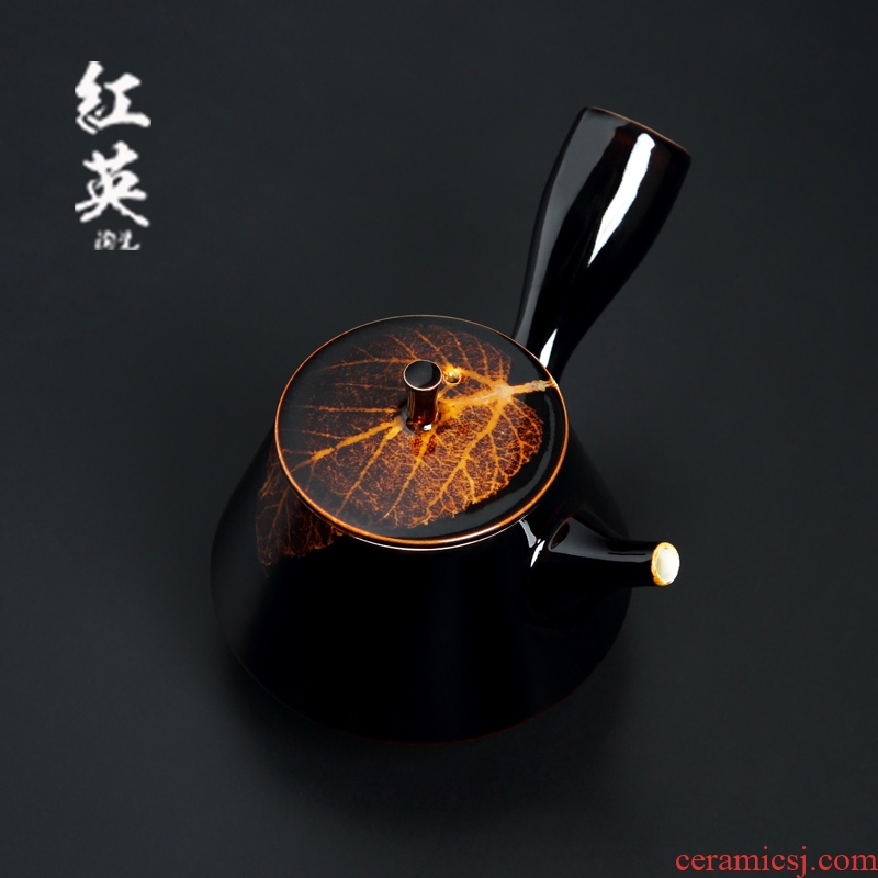 Jizhou up jingdezhen ceramics konoha temmoku lamp that kung fu tea set tea pot of large capacity domestic side