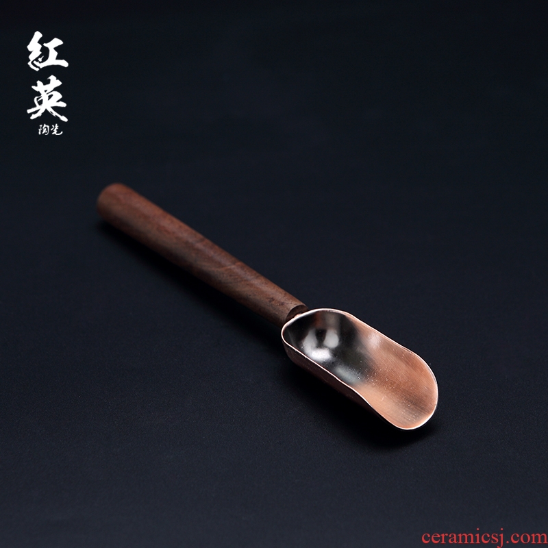Jingdezhen ceramic ebony copper teaspoon of tea spoon, kung fu tea set with parts shovel teaspoons of tea