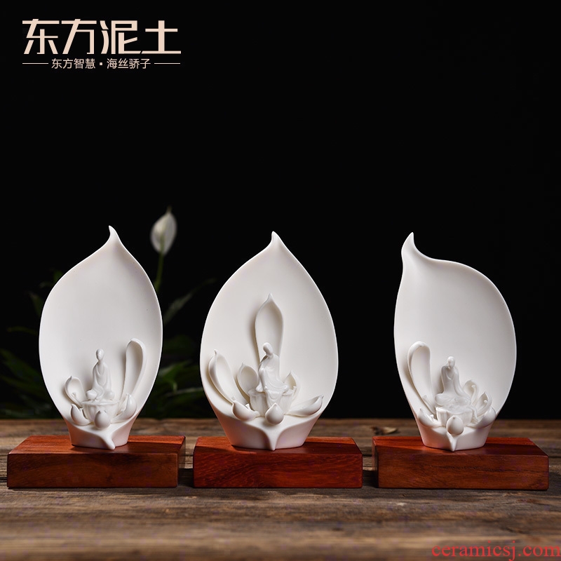 Oriental soil creative ceramic Chinese zen characters desktop furnishing articles/six degrees of dehua white porcelain decorative arts and crafts