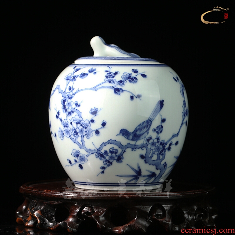 Jing DE and auspicious jingdezhen ceramics by hand and POTS are scattered receives stock POTS blue pay-per-tweet drama name plum tea pot