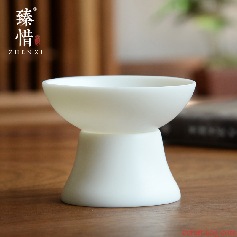 "Precious little Chinese essence firing porcelain suet jade porcelain) ceramic filtration kung fu tea tea tea strainer