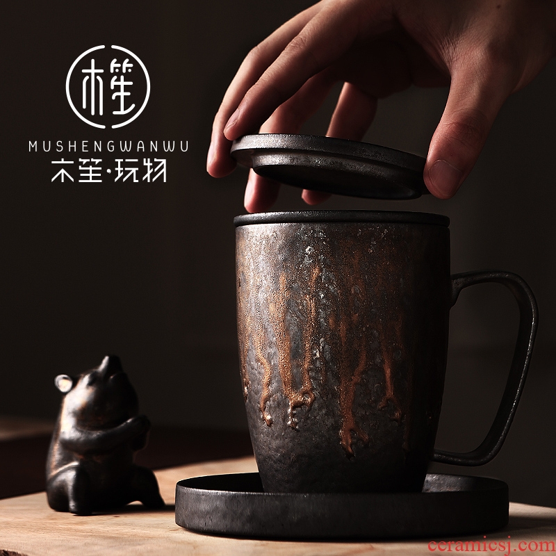Japanese ceramic mugs creative household art glass tea cup restoring ancient ways is simple separation of tea cup)