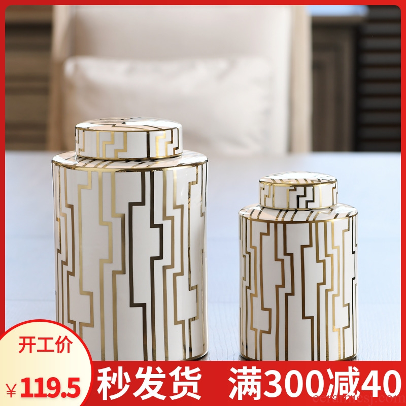 New Chinese style of jingdezhen ceramic light storage tank key-2 luxury gold furnishing articles study of New Chinese style porch sitting room adornment