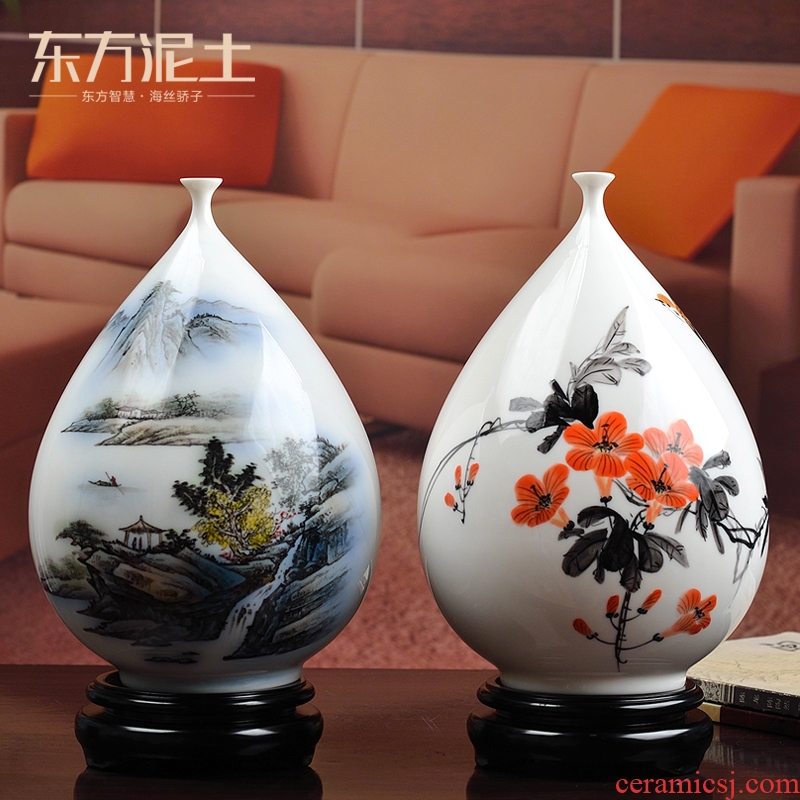 Oriental clay ceramic hand - made vases furnishing articles under the glaze color of Chinese style classical decoration dehua white porcelain sitting room