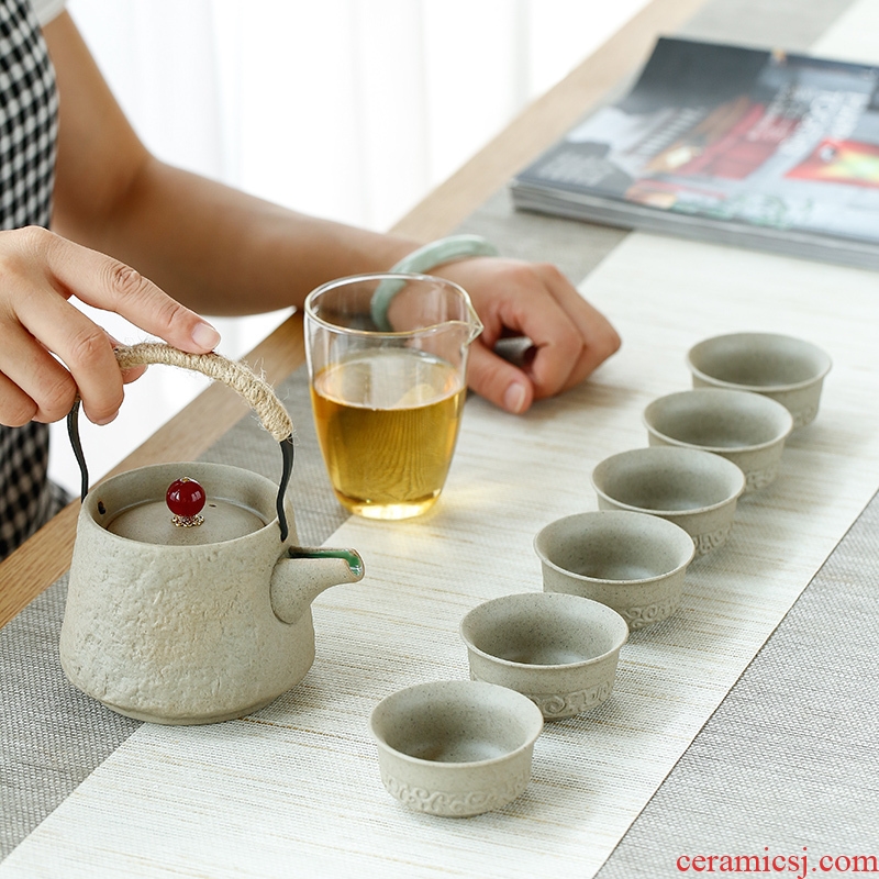 Tang Yan fang Japanese girder pot of kung fu tea set household coarse pottery of a complete set of glass tea sea office teapot teacup