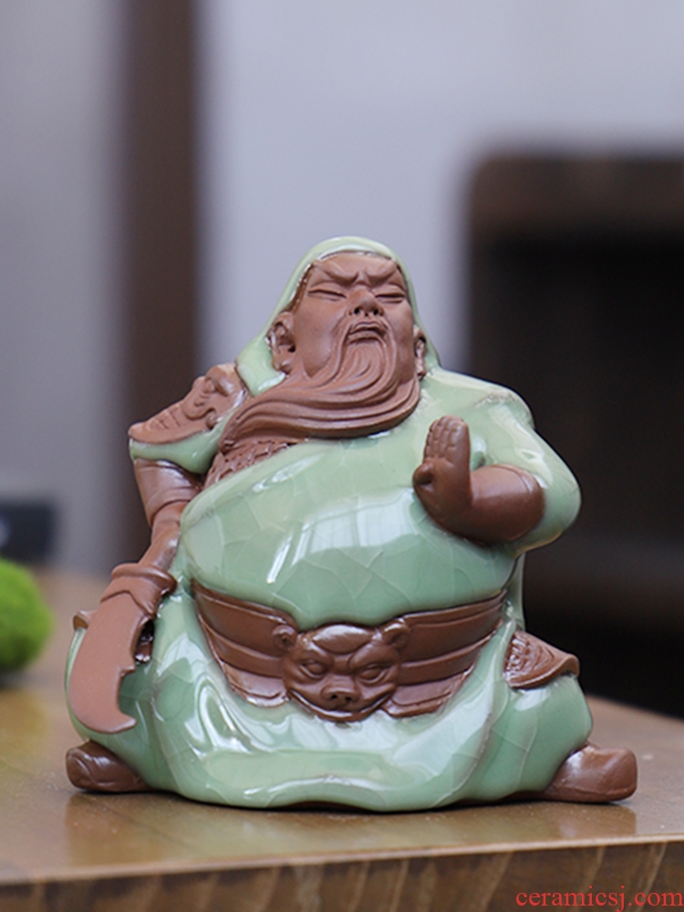 F who elder brother up with purple sand tea for its ehrs pet creative guan yu guan gong ceramic tea family tea car furnishing articles