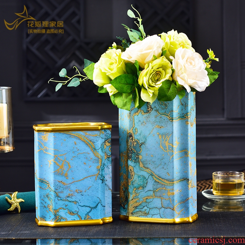 American light key-2 luxury ceramic vase furnishing articles household adornment of I sitting room TV cabinet table flower arranging hydroponic flowers