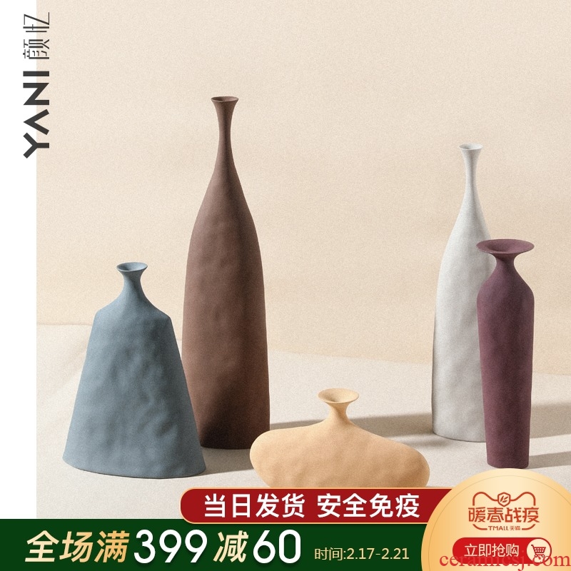 Nordic ins wind grain embryo ceramic vase wine home craft adornment art texture morandi example room