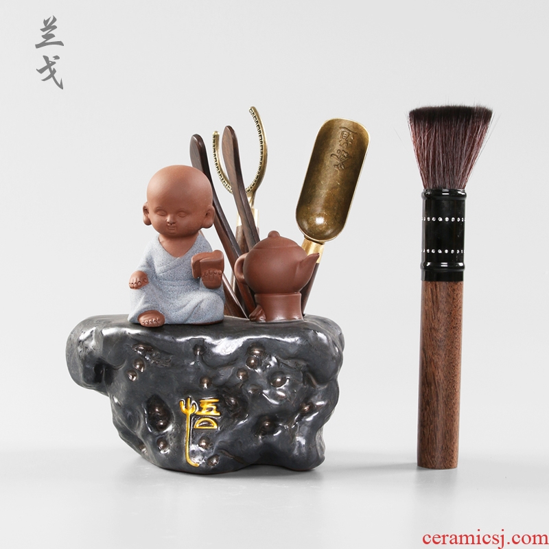 The Six gentleman kung fu tea tea set suit household ceramic accessories covered 6 times ChaZhen tea knife spoon furnishing articles caddy fixings
