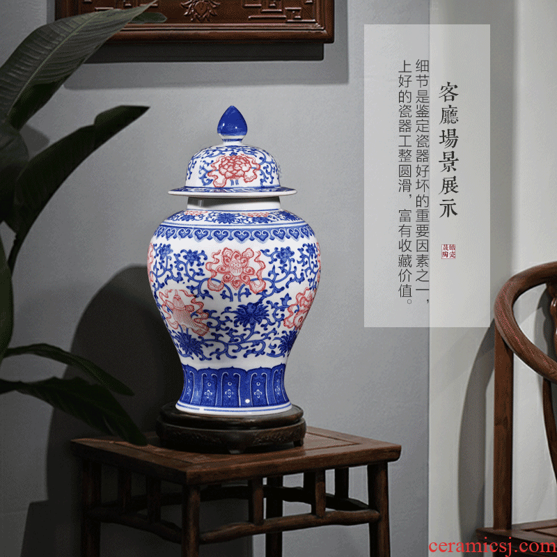 Blue and white porcelain vase general antique Blue and white porcelain jar of jingdezhen ceramics youligong storage jar with cover bottle furnishing articles