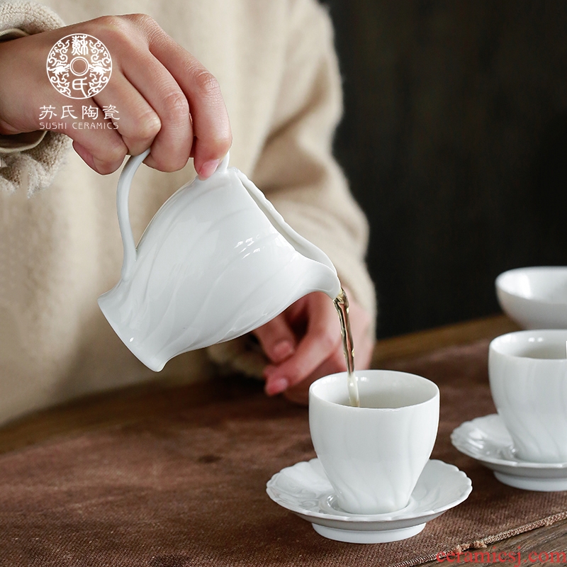 Su ceramic fair household white porcelain cup) kung fu tea accessories ceramic tea is tea sea
