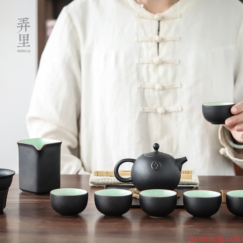 The Get | kung fu tea set of black suit in the household contracted ceramic tea sea ltd. tureen teapot box office