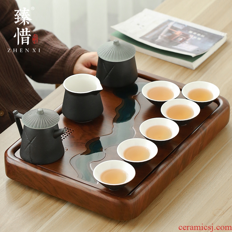 "Precious little battle sword tianya kung fu tea set household jin yong 's wu creative black ceramic teapot teacup tea tray