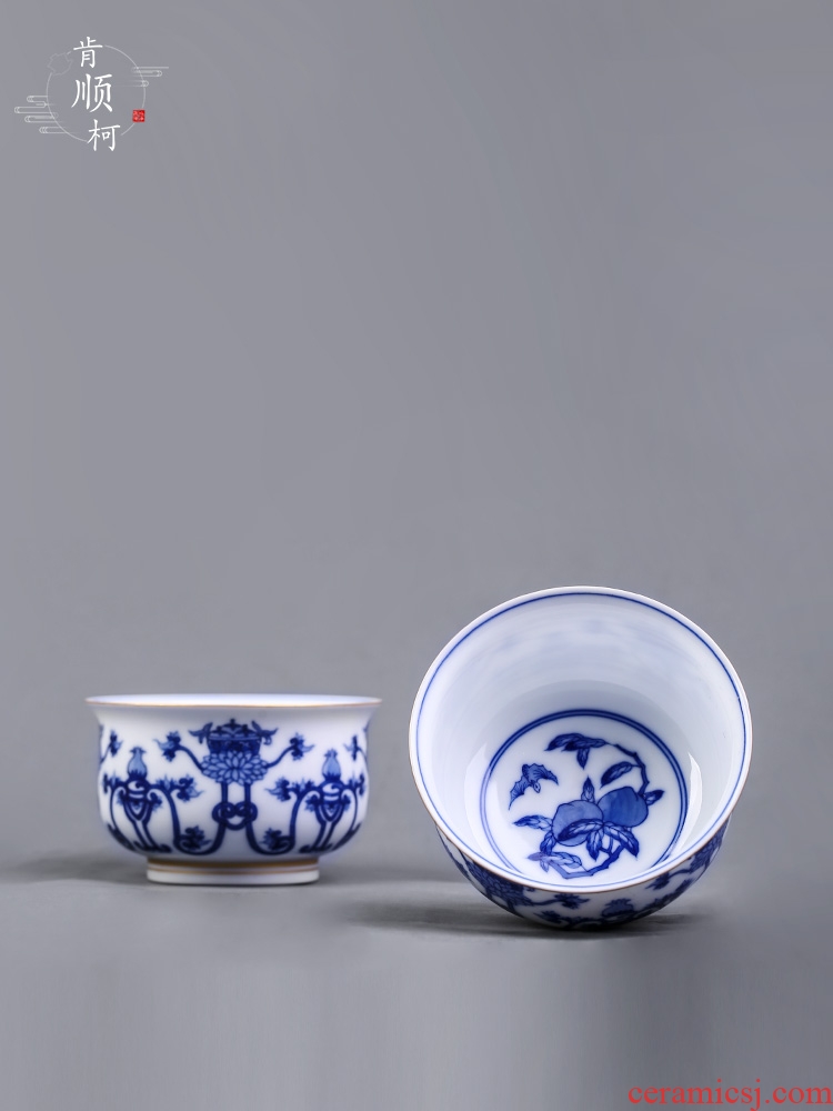 Jingdezhen pure manual teacups hand - made ruyi sweet high - end porcelain cup single cup large sample tea cup tea service master