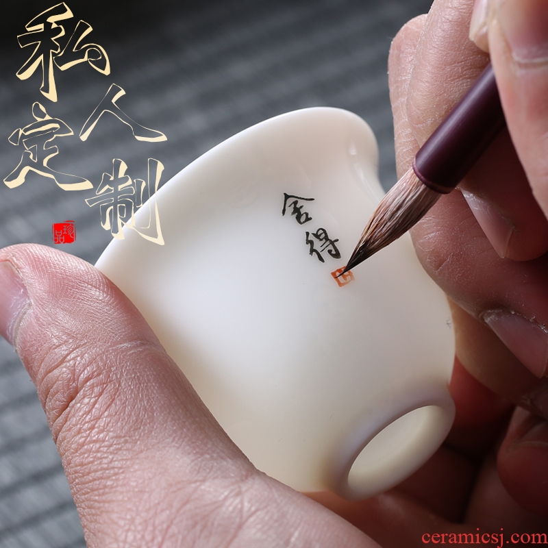 Jingdezhen ceramic thin foetus kung fu tea cups single hand - made tea cup white porcelain masters cup private custom logo