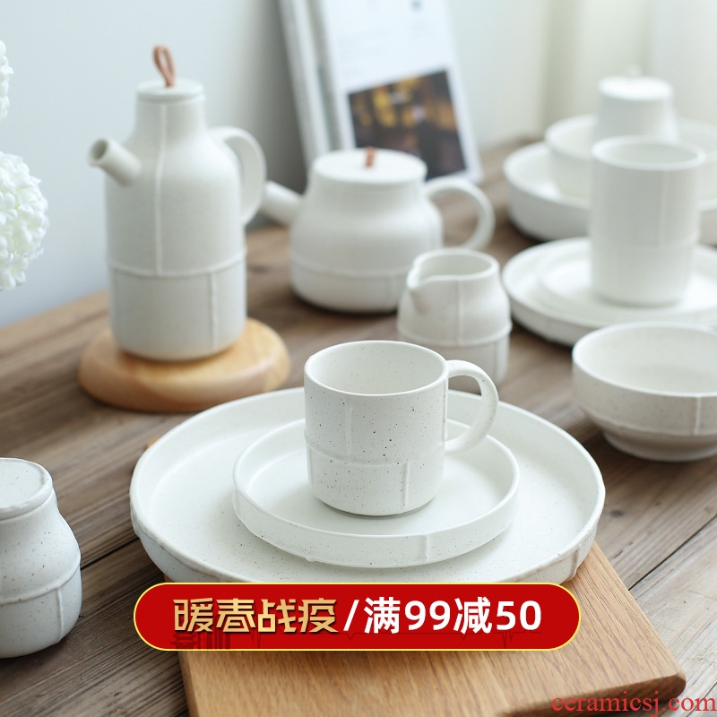 Island house stranger ran in the Nordic retro white ceramic tableware flat dish dish of rice bowls coffee cup PZ - 156