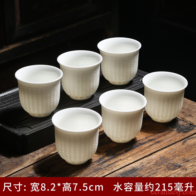 Dehua manual suet jade big white porcelain teacup jade porcelain sample tea cup individual cup single CPU master cup kung fu tea set