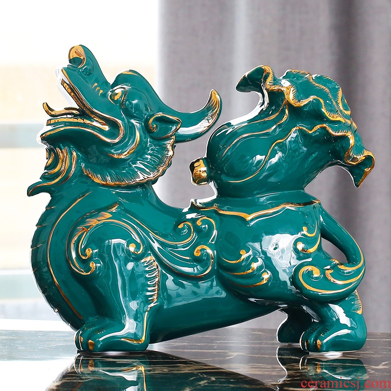 European ceramic light kirin furnishing articles lucky lucky living room and a study of key-2 luxury decoration decoration moving wedding gifts gifts