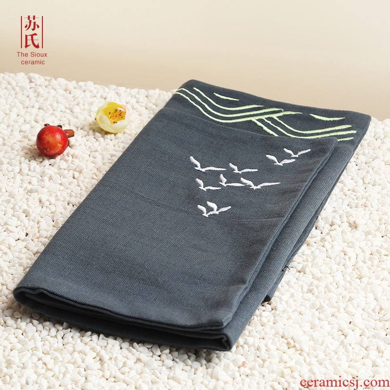 Su ceramic linen tea table Japanese zen tea mat kung fu tea accessories pure color mercifully tea table cloth