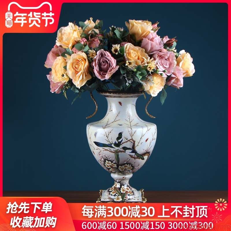 European ceramic vases, flower arranging flower implement creative furnishing articles sitting room the mock up room decoration American household soft adornment