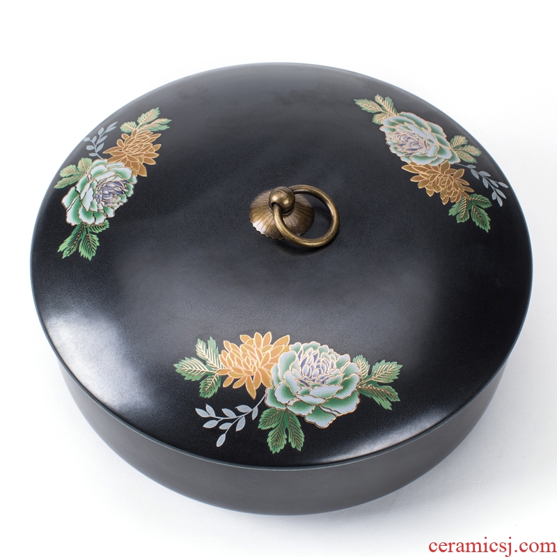 NiuRen black pottery tea box caddy fixings large household ceramic tea cake box wake jar with cover tea wash to wash to CPU