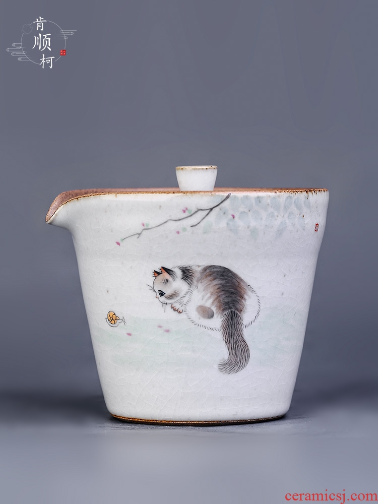 Your up hand grasp lid bowl prevent hot ceramic teapot single pot of pure manual hand - made the cat kungfu tea, tea sets