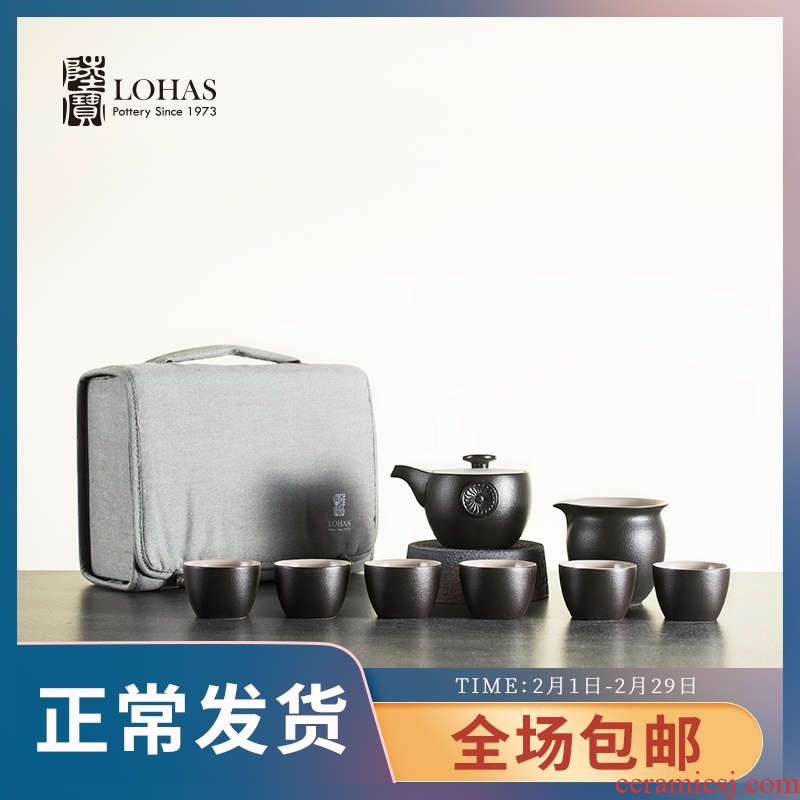 Taiwan lupao dragon group of kung fu tea set of ceramic tea set up group of portable assembly travel bag tea set