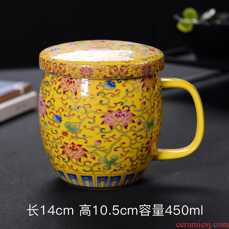 Colored enamel porcelain teacup office glass mercifully tea cups have the filter with cover tea separate men and women home