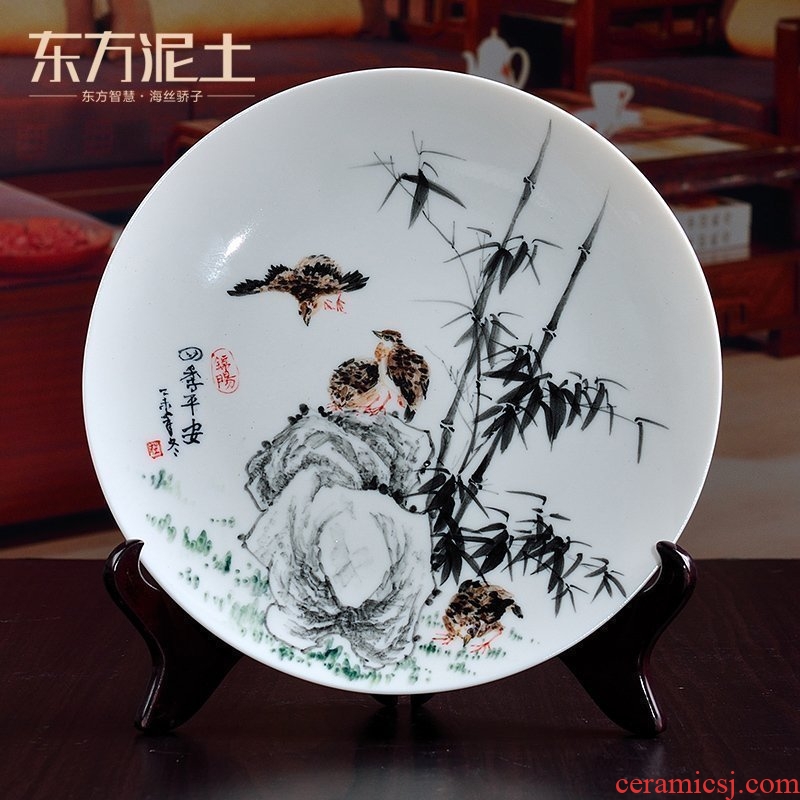 East mud creative ceramic decorative porcelain child Chinese hand - made art craft hang dish dish by dish furnishing articles