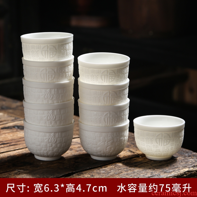 White porcelain sample tea cup suet jade porcelain cups masters cup, ceramic individual cup cup kung fu tea cup