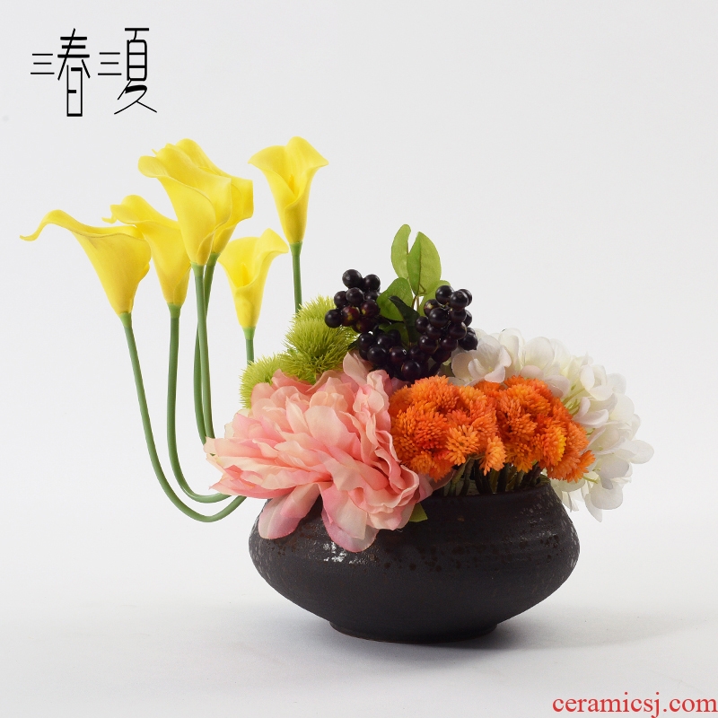 New Chinese style ceramic vases, flower arrangement table simulation flower miniascape of soft furnishing articles example room sitting room hotel decoration