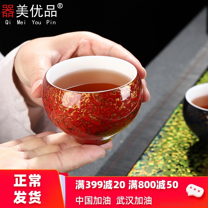 Implement the superior natural lacquer tea zen kung fu tea cup of pure manual Chinese lacquer porcelain cup single cup Chinese master
