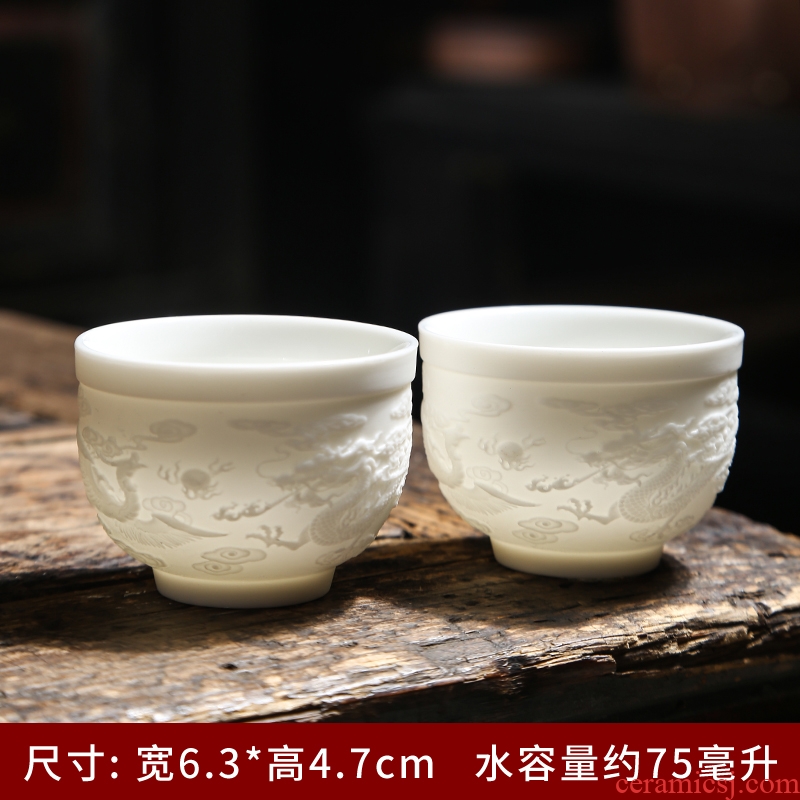 Dehua suet white jade hand sample tea cup jingdezhen porcelain kung fu tea cup single CPU fragrance - smelling cup of a tea service master