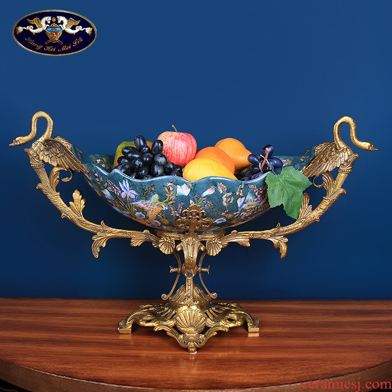Europe type restoring ancient ways is the swan fruit bowl sitting room ceramics with copper household act the role ofing is tasted tea table table decoration key-2 luxury furnishing articles