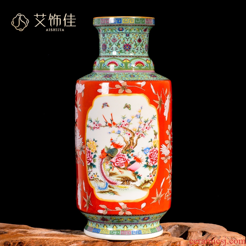 Jingdezhen ceramic antique qianlong vase furnishing articles TV ark, colored enamel flower arrangement in the sitting room porch home decoration