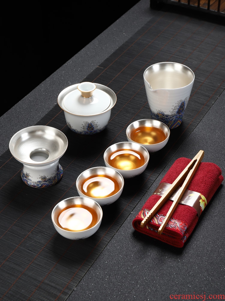 Implement the optimal product colored enamel coppering. As kung fu tea set ceramic checking silver tureen tea cups to wash to the whole household