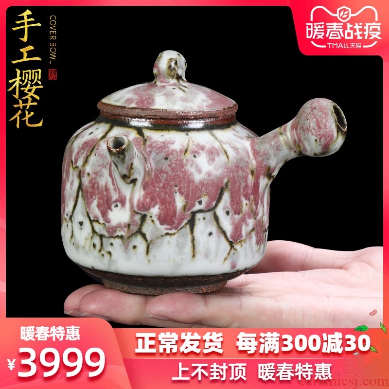 The Master artisan fairy Fanny wong, pure manual vintage Japanese cherry blossom put side put the pot of household ceramics large capacity make tea