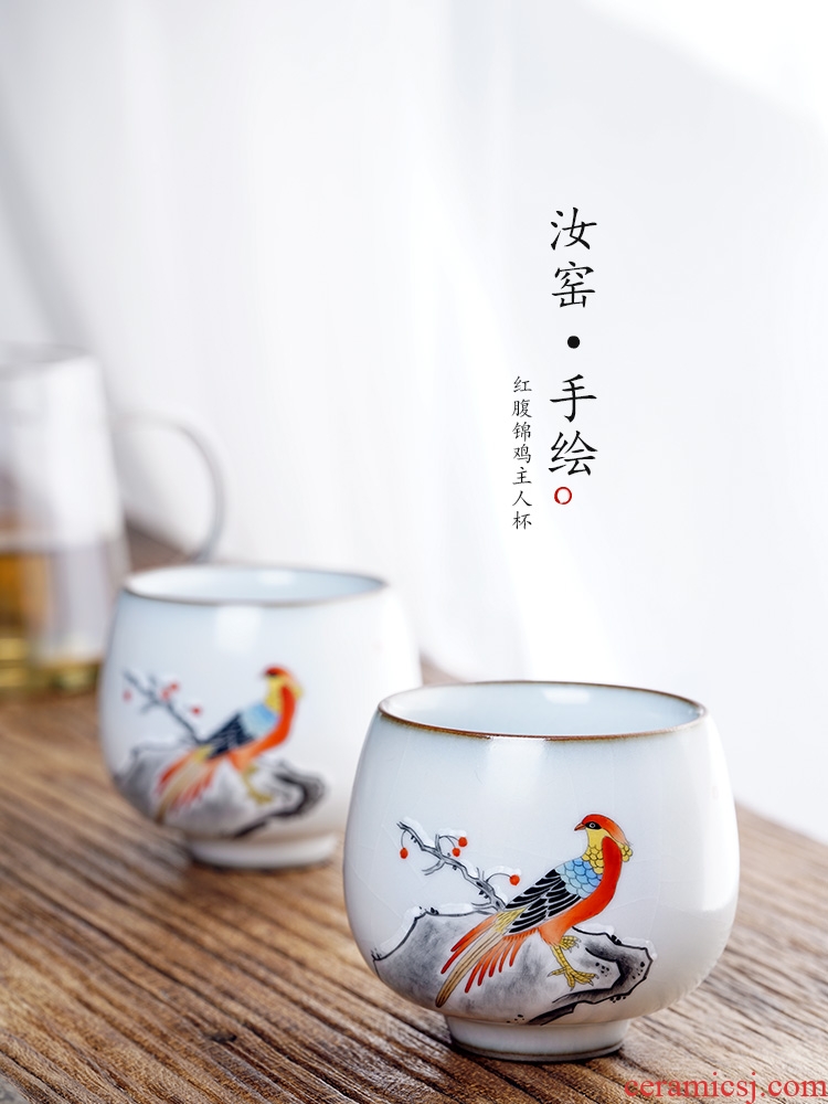 Jingdezhen hand - made crabapple chrysolophus pictus ceramic sample tea cup your up kung fu masters cup of pure manual single cup of tea