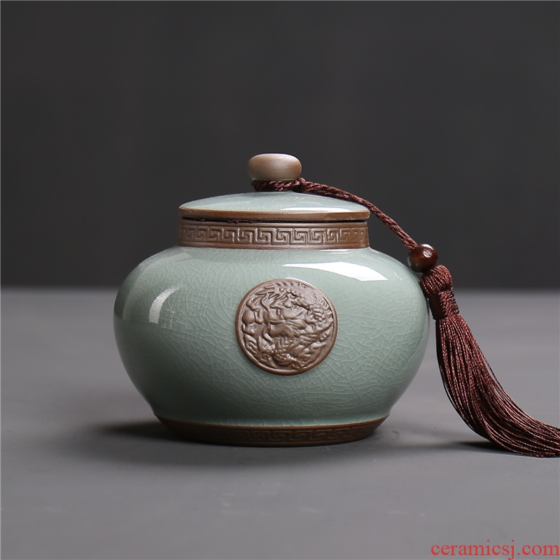 Brother with caddy fixings ceramic POTS storage YaoGuan wake pu 'er tea tea jar ceramic seal tank receives the household