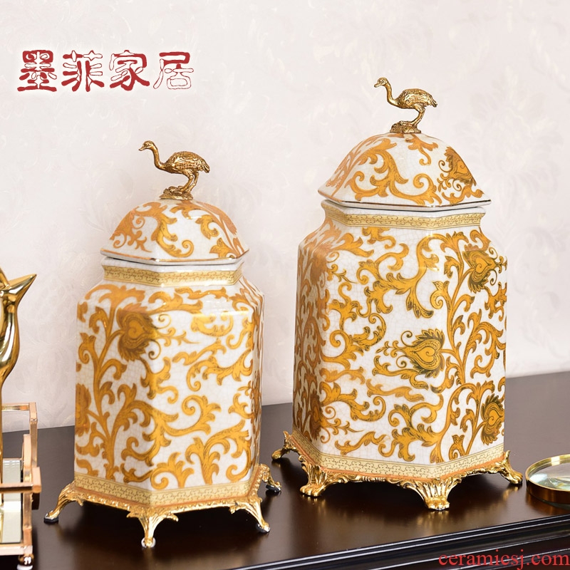 American creative furnishing articles new Chinese ceramics with general copper pot sitting room of TV ark, wine porch decoration decoration