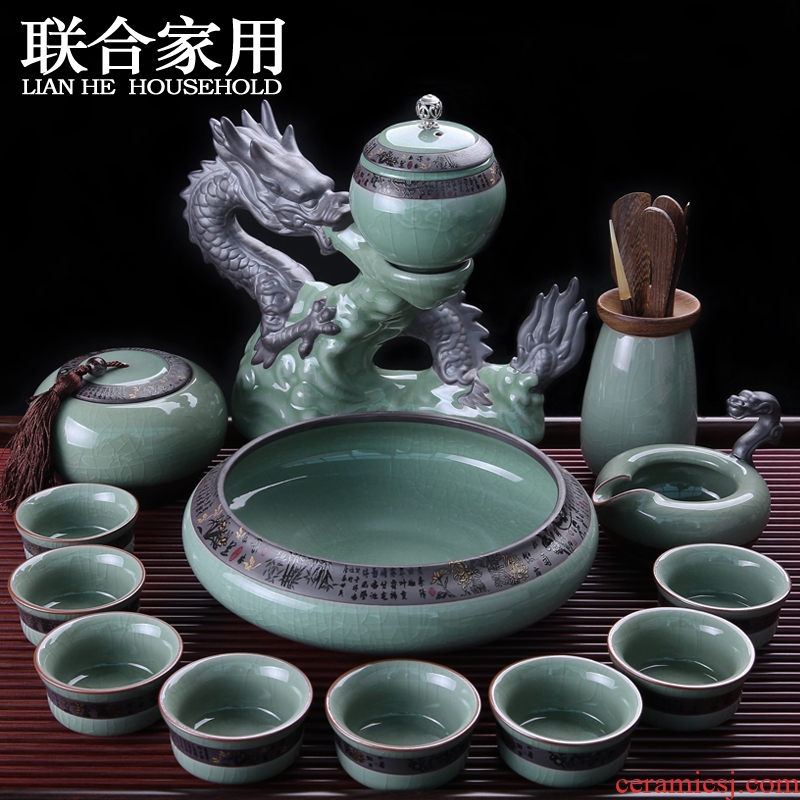 To be household kung fu tea set the whole up longquan celadon ceramic tea tureen teapot teacup