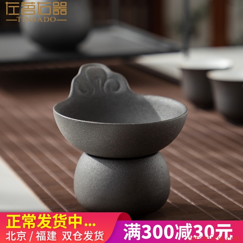 ZuoMing right device) of black tea filter creative coarse filter ceramic pottery tea tea kungfu tea set stainless steel
