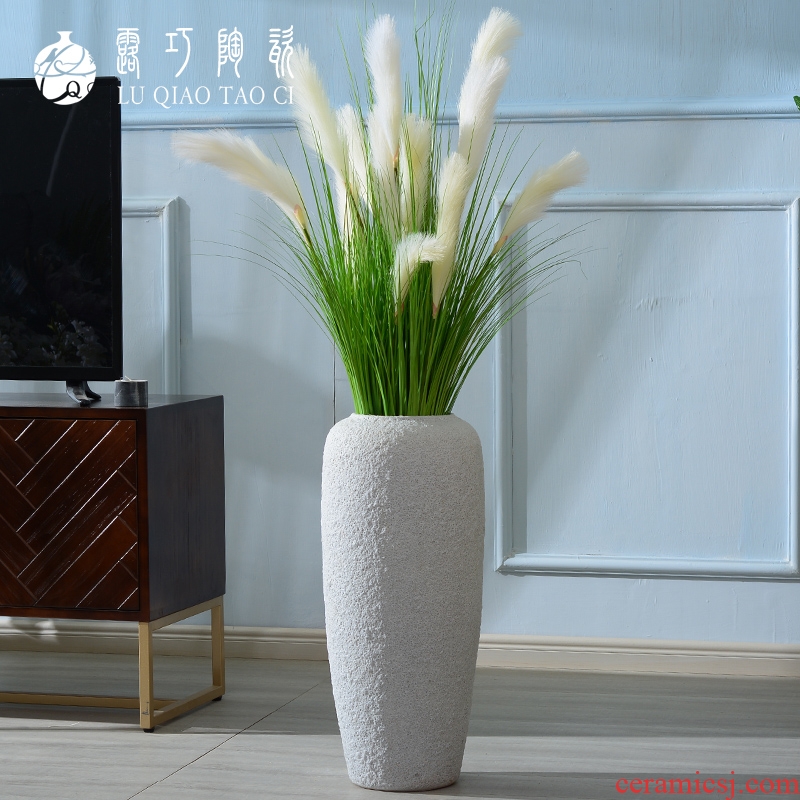 Lou qiao large sitting room ground vase Nordic contracted ins flower arranging dried flower adornment furnishing articles European white POTS