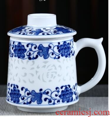 Jingdezhen ceramic hand - made porcelain and exquisite tea cup with lid tank filter cup home office conference room