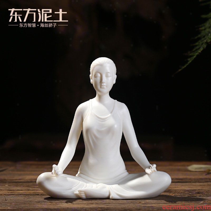 Oriental furnishing articles dehua white porcelain clay ceramic yoga zen style wine sitting room decoration