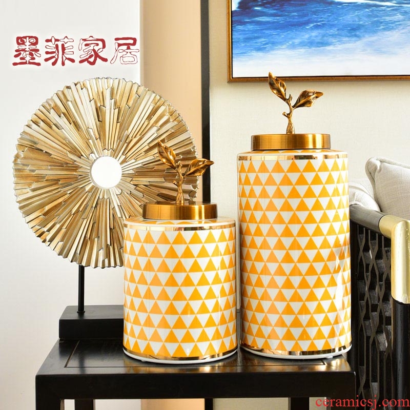 American light key-2 luxury ceramic vase furnishing articles of new Chinese style household soft adornment handicraft decoration sitting room porch example room
