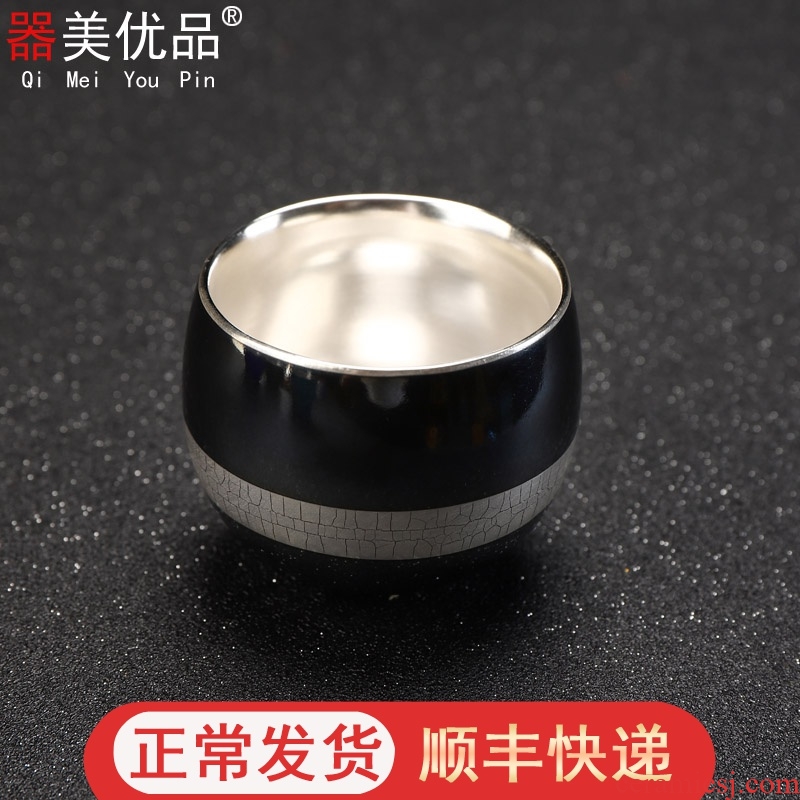 Implement the best tea 999 sterling silver, ceramic tea cups with silver bowl sample tea cup masters cup manual tasted silver gilding