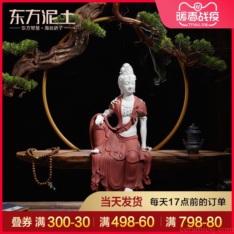 Oriental Chinese ceramic zen soil characters furnishing articles/comfortable guanyin sitting room porch dehua white porcelain arts and crafts